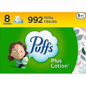 Puffs Plus Lotion Facial Tissue, 124 Facial Tissues per Box