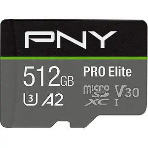 PNY 512GB PRO Elite Class 10 U3 V30 microSDXC Flash Memory Card