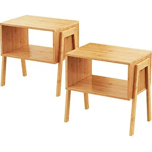 Pipishell Bamboo Stackable End Tables Set of 2