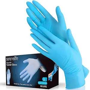 SereneLife 100 Pcs Nitrile Disposable Gloves