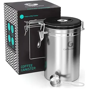Coffee Gator Stainless Steel Airtight Coffee Canister, Large 22-Oz