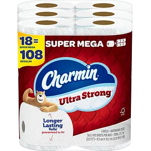 Charmin Ultra Strong Toilet Paper, 18 Super Mega Rolls 