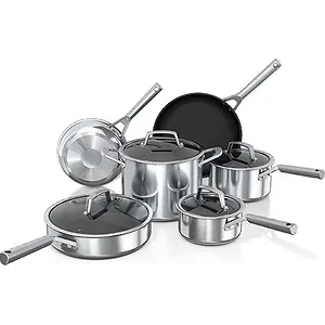 Ninja C69500 Foodi NeverStick Stainless 10-Piece Cookware Set