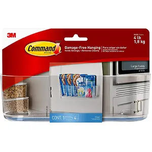 Command Large Caddy Clear with 4 Clear Indoor Strip