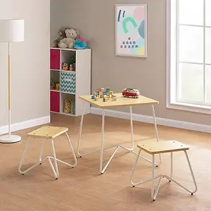 Mainstays Kids 3-Piece Finn Metal and Wood Play Table and Stool