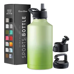 FineDine Insulated Water Bottles 64oz with Straw