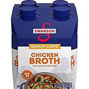 Swanson 100% Natural Chicken Broth, 8 Oz Quick Cups (Pack of 4)