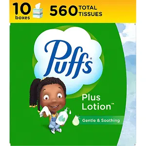 Puffs Plus Lotion Facial Tissues, 10 Cubes