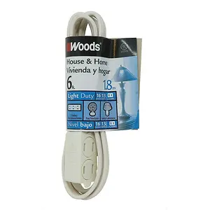 Woods 0600W 3-Outlet 16/2 Cube Extension Cord with Power Tap 6-Feet