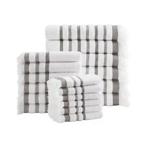 StyleWell Turkish Cotton Stripe 18-Piece Fringe Bath Towel Set