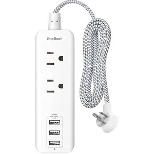 One Beat Power Strip with 2 Outlets 3 USB Charging Ports