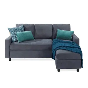 BCP Linen Sectional Sofa Couch with Chaise Lounge, Ottoman Bench