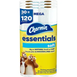 Charmin Essentials Soft Toilet Paper, 30 Mega Rolls 