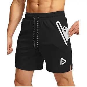 Pinkbomb Mens Running Shorts with 3 Zipper Pockets