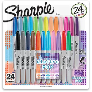 Sharpie Electro Pop Permanent Markers Fine Point, 24-Count