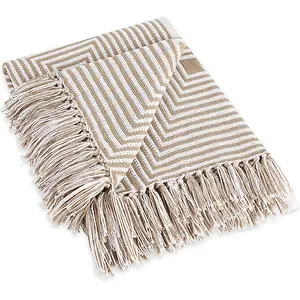 DII Square Woven Throw with Decorative Fringe 100% Cotton