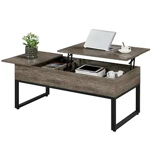 Alden Design Split Lift Top Rectangular Wood Coffee Table
