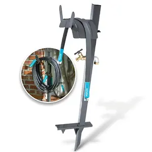 Aqua Joe Garden Hose Stand W/ Brass Faucet & 3-Foot Lead-in Hose