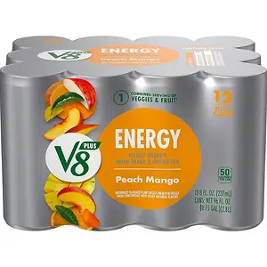 V8 +ENERGY Peach Mango Energy Drink 8 FL OZ Can (Pack of 12)