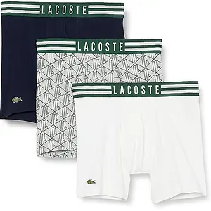 Lacoste Men's 3-Pack All Over Printed Singnature Branding Boxer Briefs