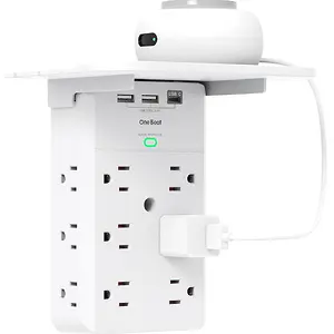 12-Plug Wall Outlet Extender with Shelf