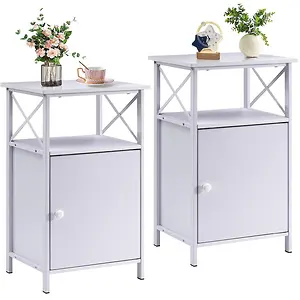 2-Pack VECELO 26-Inch Storage End Tables with Cabinet