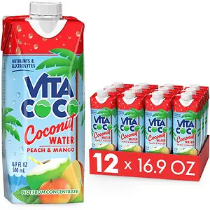 Vita Coco Coconut Water, Peach & Mango 16.9 Ounce (Pack of 12)