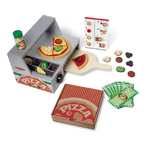 Melissa & Doug Top & Bake Wooden Pizza Counter Play Set 41 Pcs