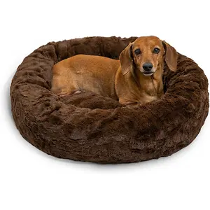 Best Friends Calming Lux Fur Donut Cuddler Bolster Cat & Dog Bed