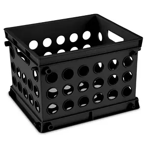 Sterilite Plastic Desktop Storage Mini Crate, Black