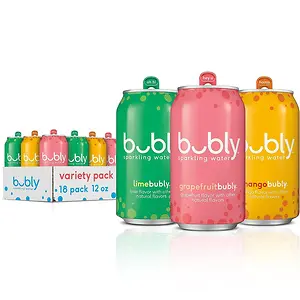 Bubly Sparkling Water, Tropical Thrill Variety Pack, 12 fl oz Cans