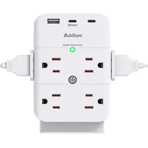 Addtam 8 Outlets Splitter with 3 USB Wall Charger