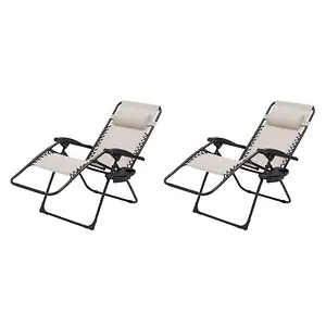 Mainstays Outdoor Zero Gravity Chair Lounger, 2 Pack - Tan