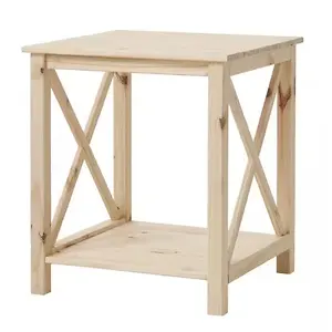 StyleWell Unfinished Natural Pine Wood X-Cross End Table