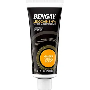 Bengay Lidocaine Cream, Pain Reliever Ginger Citrus Scent, 3 oz.