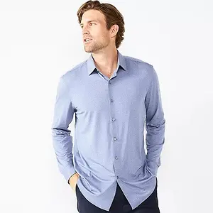 Apt. 9 Mens Slim-Fit Performance Knit Spread-Collar Dress Shirt