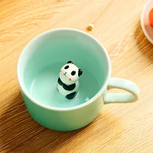 luckyse Panda Surprise 3D Coffee Mug Cute Cartoon Animal Ceramics Cup 