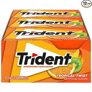 Trident Tropical Twist Sugar Free Gum (168 Total Pieces), 14 Count 