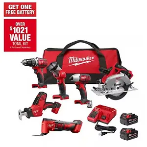 Milwaukee M18 Cordless Combo Kit w/Batteries, Charger & Tool Bag