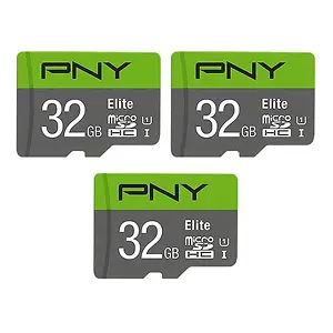 PNY 32GB Elite Class 10 U1 microSDHC Flash Memory Card, 3-Pack