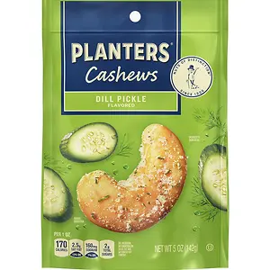 PLANTERS Whole Cashews Dill Pickle Flavored, Party Snacks, 5 Oz