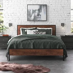 SteelsideMillbrook Solid Wood board with Metal Frame Bed