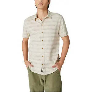 Lucky Brand Men's Short Sleeve Linen Button Up Shirt