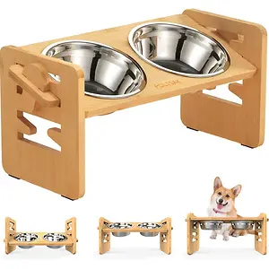 POLTSAK Adjustable Raised Dog Bowl for Small Dogs and Cats