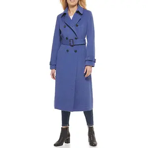Cole Haan Women's Flared Trench Slick Wool Coat