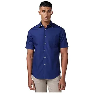 Van Heusen Mens Short Sleeve Dress Regular Fit Poplin Shirt