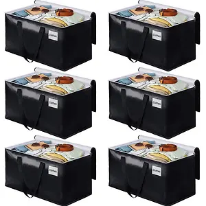 BlissTotes Moving Bags 93L, 6-Pack, Black