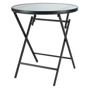 Mainstays Greyson Square Glass and Steel Round Bistro Folding Table