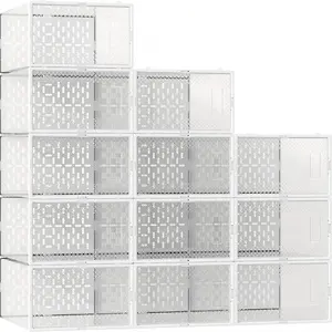 AVGXC Clear Plastic Stackable Shoe Storage Boxes, 12 Pack