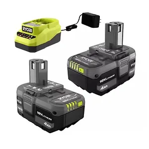 RYOBI ONE+ 18V Lithium-Ion 4.0 Ah Battery and Charger Kit, 2-Pack